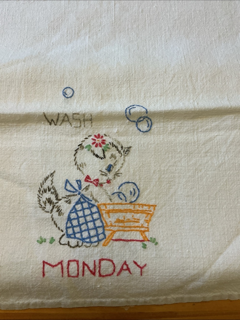 Hand Embroidered Farmhouse Dish Towels Monday-Saturday